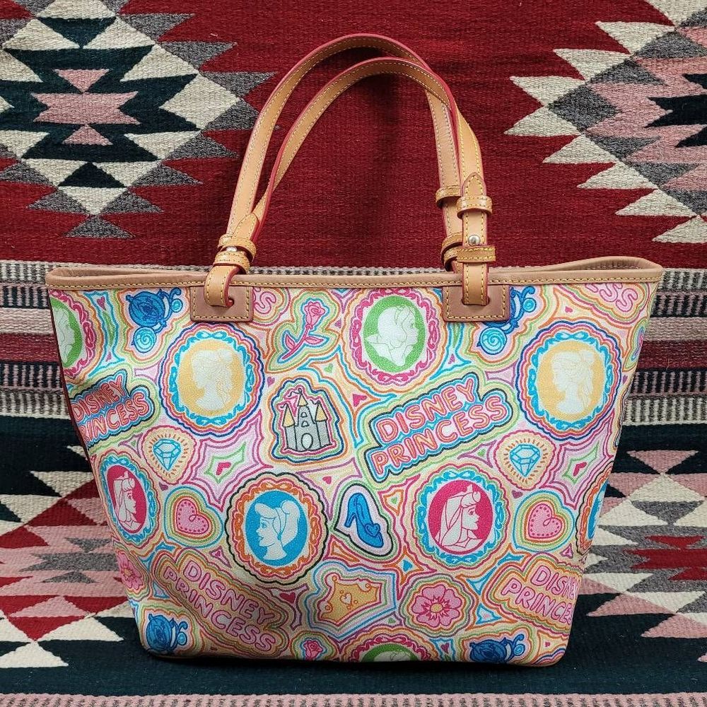 Dooney & Bourke Disney Pop Princess Tote Purse Colorful Coated Canvas Leather - Picture 3 of 12